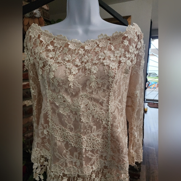 Lorrie Kabala Vintage 80s Lace Two Piece Skirt Set Romantic Boho - Picture 9 of 14